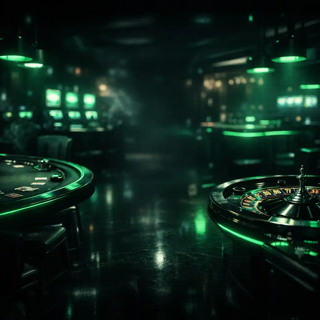Scena kasynowa z neonowym oświetleniem